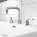 PARLOS Two-Handle Widespread Bathroom Sink Faucet Three Hole Lavatory Faucet with Metal Pop-up Sink Drain Brushed Nickel, 1436002