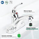 PARLOS Single Handle 4-in Centerset Bathroom Sink Faucet with All Metal Pop-up Drain & Faucet Supply Lines, Chrome, 1.2 GPM Flow Rate, 13433P