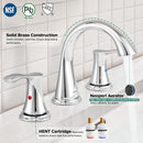 PARLOS Widespread 2 Handles Bathroom Faucet with Metal Pop Up Sink Drain and cUPC Faucet Supply Lines, Chrome, 1.2GPM Demeter 1364701P