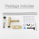 EZANDA Brass Single Handle Bathroom Faucet with Deck Plate, Pop-up Sink Drain Assembly & Faucet Supply Lines, Brushed Gold (1416408)