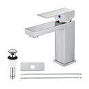 EZANDA Brass Single Handle Bathroom Sink Faucet Lavatory Vanity Pop Up Drain Stopper Water Supply Lines Brushed Nickel (14166)