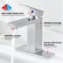 EZANDA Brass Single Handle Bathroom Sink Faucet Lavatory Vanity Pop Up Drain Stopper Water Supply Lines Brushed Nickel (14166)