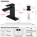EZANDA Brass Single-Handle Bathroom Sink Faucet with Escutcheon, Pop Up Drain Stopper & Water Supply Hoses, Matte Black (14253)
