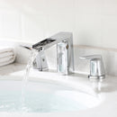 EZANDA 2-Handle Widespread Waterfall Bathroom Lavatory Faucet with Pop-up Sink Drain Assembly & Faucet Supply Lines, Chrome 1431201