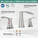 PARLOS Waterfall Widespread Bathroom Sink Faucet 2 Handles with Pop Up Drain & cUPC Faucet Supply Lines, Brushed Nickel, 1.2GPM, Demeter 1431802P