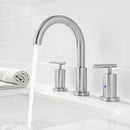 Parlos Two Handle 8 inch Widespread Three Hole Bathroom Sink Faucet Supply Hoses Basin Faucet Mixer Tap Brushed Nickel（1433102）