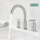 PARLOS 2-Handle Widespread 8 inch Bathroom Sink Faucet 3 Hole Vanity Faucet with cUPC Faucet Supply Lines, Brushed Nickel,1433102D