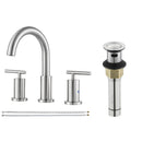 Parlos Two Handle 8 inch Widespread Three Hole Bathroom Sink Faucet Supply Hoses Basin Faucet Mixer Tap Brushed Nickel（1433102）