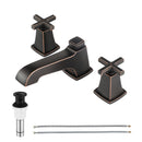 EZANDA Brass 2-Handle Widespread Bathroom Sink Faucet with Metal Pop-up Sink Drain & Supply Lines, Oil Rubbed Bronze (1433603)
