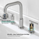 PARLOS 8 inch Widespread Bathroom Sink Faucet 2-Handle Brushed Nickel with All Metal Pop-up Drain & Faucet Supply Lines(1434102)