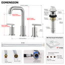 PARLOS 8 inch Widespread Bathroom Sink Faucet 2-Handle Brushed Nickel with All Metal Pop-up Drain & Faucet Supply Lines(1434102)
