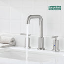 PARLOS Widespread 8 inch Bathroom Sink Faucet 3 Hole Vanity Faucet with cUPC Faucet Supply Lines, Brushed Nickel, 1434102D