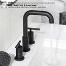PARLOS 8 inch Widespread Bathroom Sink Faucet 2-Handle Matte Black with All Metal Pop-up Drain & Faucet Supply Lines (1434104)