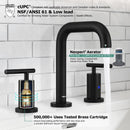PARLOS Widespread 8 inch Bathroom Sink Faucet 3 Hole Vanity Faucet with cUPC Faucet Supply Lines, Matte Black, 1.2GPM, 1437504PD