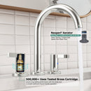 PARLOS 2-Handle Widespread 8 inch Bathroom Sink Faucet 3 Hole Vanity Faucet with cUPC Faucet Supply Lines, Chrome, 1.2GPM, 1437601PD