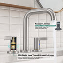 PARLOS Widespread 8 inch Bathroom Sink Faucet 3 Hole Vanity Faucet with cUPC Faucet Supply Lines, Brushed Nickel, 1.2GPM, 1437702PD