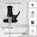 PARLOS Waterfall Bathroom Faucet with Swivel Spout, Single Handle Vanity Sink Faucet, Single Hole Basin Mixer Tap with Water Supply Lines, Matte Black, 1437904PD