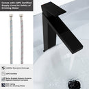EZANDA Single Handle Vessel Sink Faucet Tall Bathroom Bowl Basin Mixer Tap One Hole With Water Supply Line, Matte Black