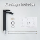 EZANDA Waterfall Vessel Sink Faucet Tall Bathroom Faucet Single Handle, Single Hole Bowl Basin Mixer Tap with Water Supply Lines, Matte Black, 1440704D