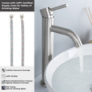 EZANDA Tall Bathroom Faucet Single Handle Vessel Sink Faucet One Hole Bowl Basin Mixer With Water Supply Lines, Brushed Nickel