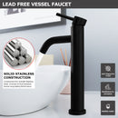 EZANDA Tall Bathroom Faucet Single Handle Vessel Sink Faucet One Hole Bowl Basin Mixer With Water Supply Lines, Matte Black