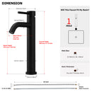 EZANDA Tall Bathroom Faucet Single Handle Vessel Sink Faucet One Hole Bowl Basin Mixer With Water Supply Lines, Matte Black