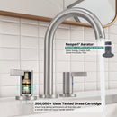 PARLOS 2-Handle Widespread 8 inch Bathroom Sink Faucet 3 Hole Vanity Faucet with cUPC Faucet Supply Lines, Brushed Nickel, 1.2GPM, 1437602PD