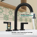 PARLOS 2-Handle Widespread 8 inch Bathroom Sink Faucet 3 Hole Vanity Faucet with cUPC Faucet Supply Lines, Matte Black, 1.2GPM, 1437604PD