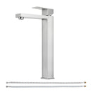 EZANDA Single Handle Vessel Sink Faucet Tall Bathroom Bowl Basin Mixer Tap One Hole With Water Supply Line, Brushed Nickel