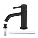 EZANDA Brass Single Handle Bathroom Faucet with Pop-up Sink Drain Assembly & Faucet Supply Lines, Matte Black (1431104)
