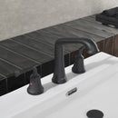 NEWATER 8 inch Widespread 2-Handle Bathroom Sink Faucet Basin Mixer Tap with Faucet Supply Lines & Metal Pop-up Drain Matte Black, 2004011