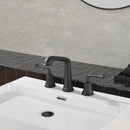 NEWATER 8 inch Widespread 2-Handle Bathroom Sink Faucet Basin Mixer Tap with Faucet Supply Lines & Metal Pop-up Drain Matte Black, 2004011