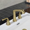 NEWATER Two Handle 8 inch Widespread Three Hole Bathroom Sink Faucet Supply Hoses Basin Faucet Mixer Tap Brushed Gold, 2004041