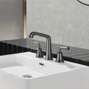 NEWATER 8 inch Widespread 2-Handle Bathroom Sink Faucet Basin Mixer Tap with Faucet Supply Lines & Metal Pop-up Drain Black Stainless, 2004051