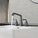 NEWATER 8 inch Widespread 2-Handle Bathroom Sink Faucet Basin Mixer Tap with Faucet Supply Lines & Metal Pop-up Drain Black Stainless, 2004051