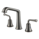NEWATER 8 inch Widespread 2-Handle Bathroom Sink Faucet Basin Mixer Tap with Faucet Supply Lines & Metal Pop-up Drain Black Stainless, 2004051
