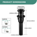 PARLOS Push and Seal Pop Up Drain Stopper with Overflow for Bathroom Sink Faucet Vessel Vanity, Brushed Nickel, 20714