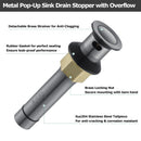 PARLOS Pop up Sink Drain Stopper Anti-Clogging with With Overflow for Bathroom Sink Vessel, Gunmetal Grey, 2104711