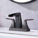 NEWATER Bathroom Sink Double Handle Waterfall Centerset Faucet Three Hole Pop Up Drain Mixer Tap Deck Mounted Oil Rubbed Bronze (26811)