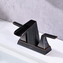 NEWATER Bathroom Sink Double Handle Waterfall Centerset Faucet Three Hole Pop Up Drain Mixer Tap Deck Mounted Oil Rubbed Bronze (26811)