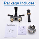 NEWATER Bathroom Sink Double Handle Waterfall Centerset Faucet Three Hole Pop Up Drain Mixer Tap Deck Mounted Oil Rubbed Bronze (26811)