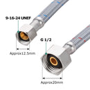 PARLOS 24 Inch Faucet Water Supply Lines cUPC CERTIFIED with 9/16-24 UNEF threads Brass Connector  (2103001)