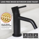 EZANDA Brass Single Handle Bathroom Faucet with Pop-up Sink Drain Assembly & Faucet Supply Lines, Matte Black (1431104)