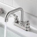 NEWATER Two-Handle 4 Inch Centerset Bathroom Sink Faucet with Metal Pop-up Sink Drain Lavatory Faucet Mixer Tap Deck Mounted Brushed Nickel (3002031)