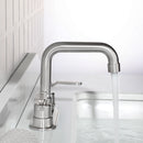 NEWATER Two-Handle 4 Inch Centerset Bathroom Sink Faucet with Metal Pop-up Sink Drain Lavatory Faucet Mixer Tap Deck Mounted Brushed Nickel (3002031)