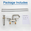 NEWATER Two-Handle 4 Inch Centerset Bathroom Sink Faucet with Metal Pop-up Sink Drain Lavatory Faucet Mixer Tap Deck Mounted Brushed Nickel (3002031)