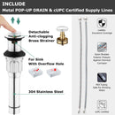 PARLOS Waterfall Widespread Bathroom Faucet Double Handles with Pop Up Drain & cUPC Faucet Supply Lines, Chrome, Doris,1.2 GPM