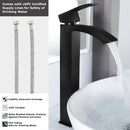 EZANDA Waterfall Vessel Sink Faucet Tall Bathroom Faucet Single Handle, Single Hole Bowl Basin Mixer Tap with Water Supply Lines, Matte Black, 1440704D
