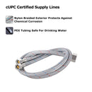 PARLOS 24 Inch Faucet Water Supply Lines cUPC CERTIFIED with 9/16-24 UNEF threads Brass Connector  (2103001)