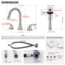 PARLOS Bathroom Sink Faucet with Pull Out Sprayer, Widespread Pull Down Bathroom Faucet with 360 Swivel Spout, 3 Hole Vanity Sink Mixer, Brushed Nickel, 1.2 GPM, 1439002P